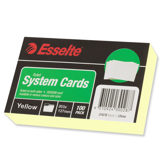 Esselte System Cards 203 x 127 mm Yellow Pack 100