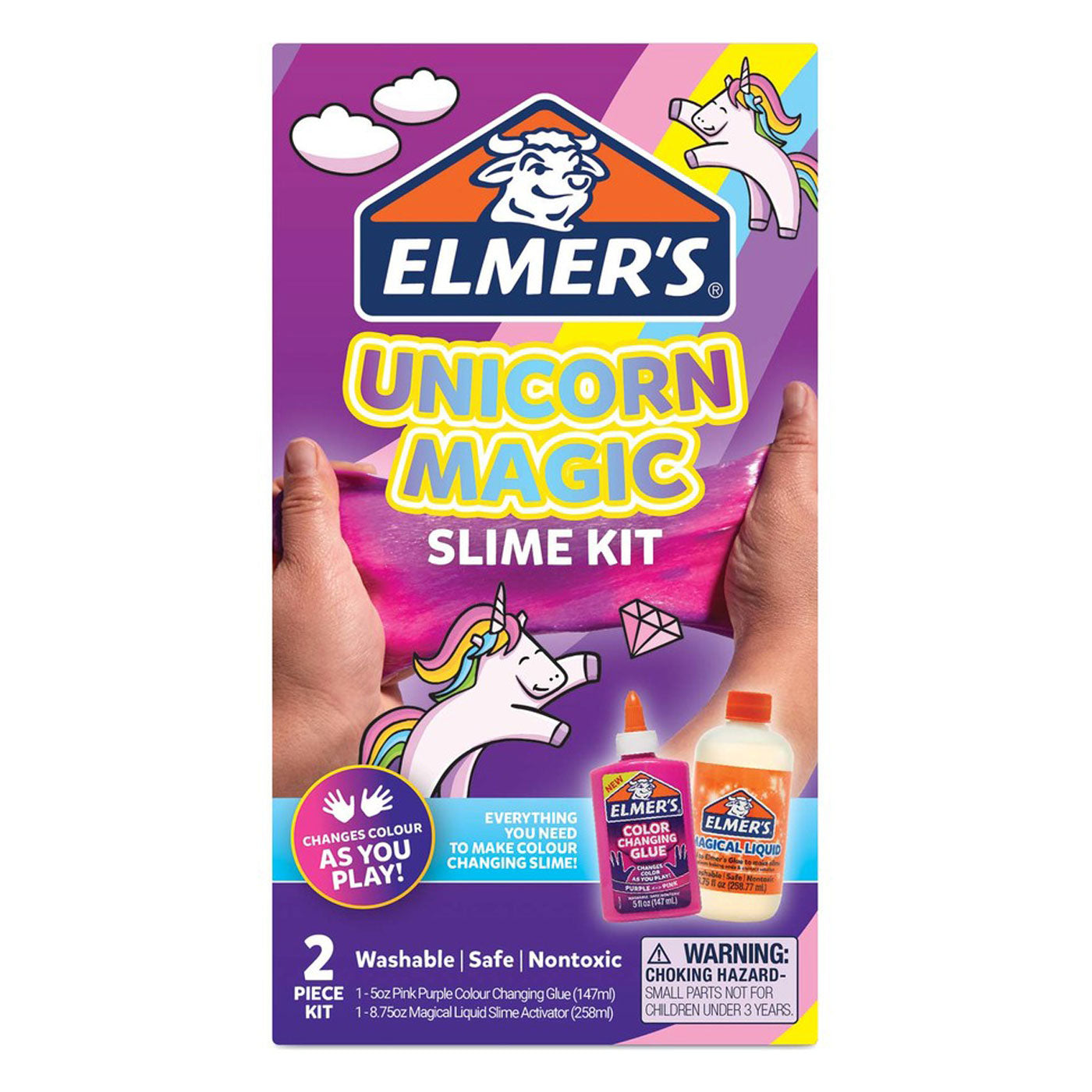 Elmers Magic Slime Kit Colour Changing 2 Piece Unicorn