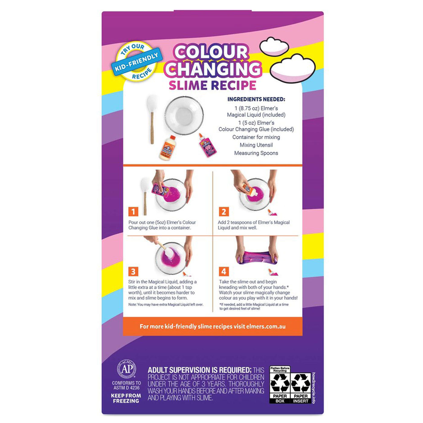Elmers Magic Slime Kit Colour Changing 2 Piece Unicorn