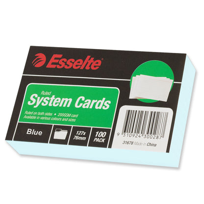 Esselte System Cards 127 x 76 mm Blue Pack 100