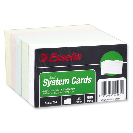 Esselte System Cards 127 x 76 mm Pack 500 Assorted