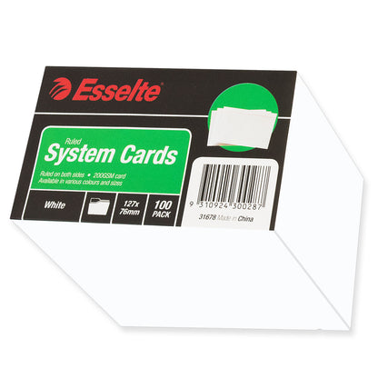 Esselte System Cards Ruled 6 mm 127 x 76 mm Pack 500 White