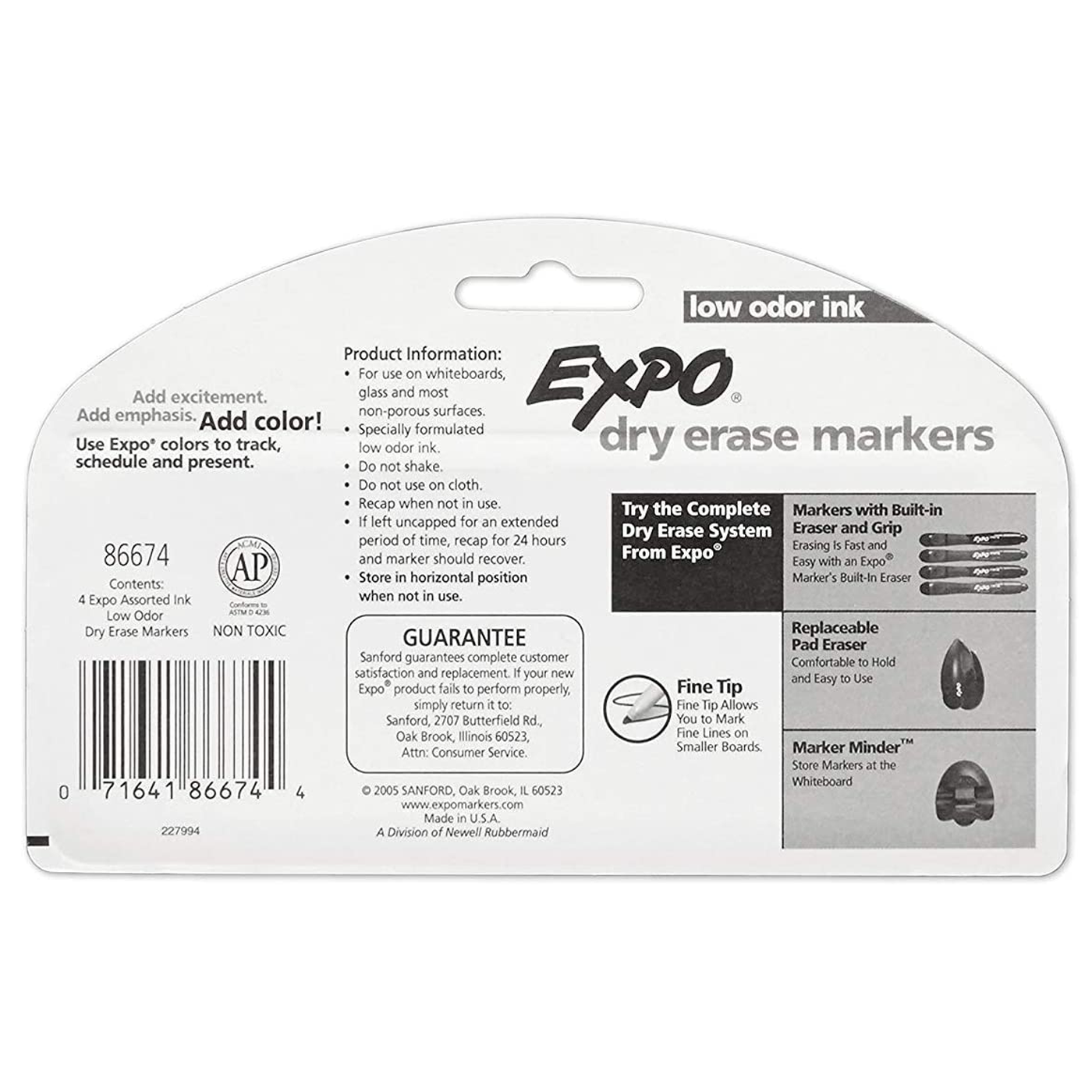 Expo Whiteboard Marker Fine Tip Pack 4 Assorted