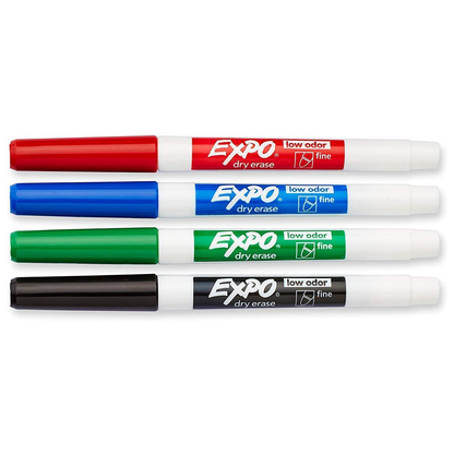 Expo Whiteboard Marker Fine Tip Pack 4 Assorted