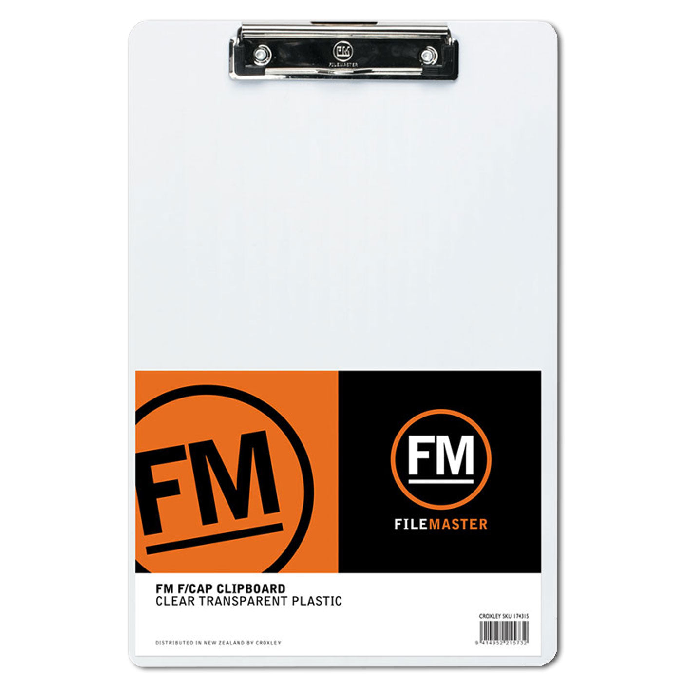 FM Clipboard Clear Transparent Plastic Foolscap