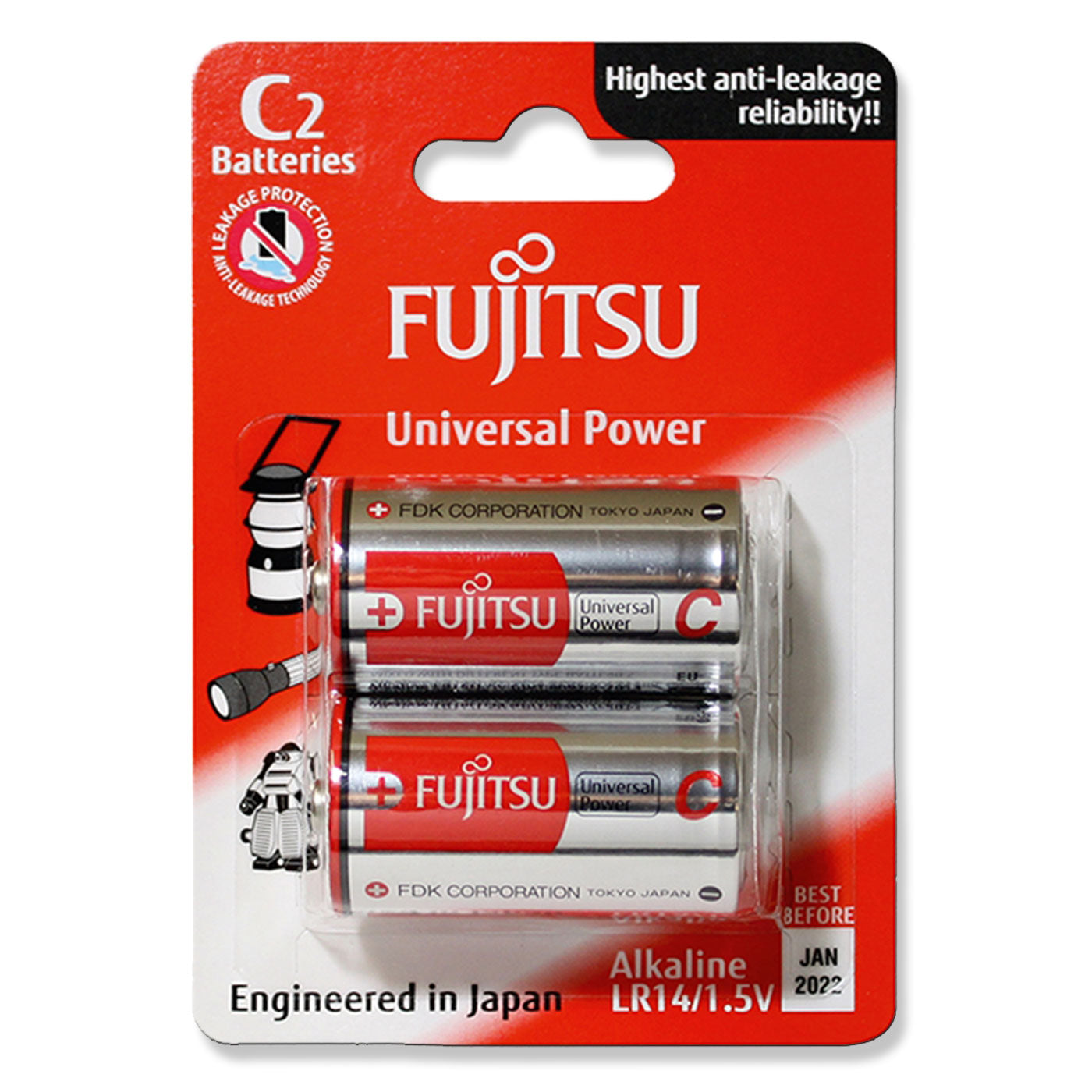 Fujitsu Batteries C Universal Power 2 Pack [1.5 Volt]