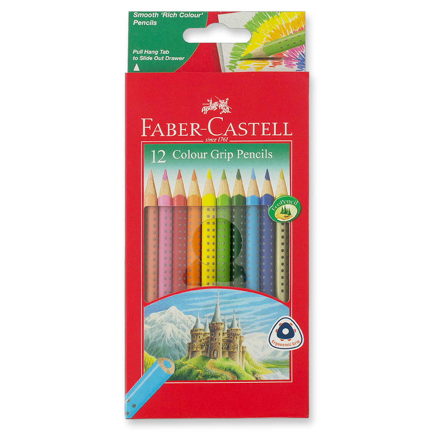 Faber-Castell GRIP Colour Pencils Triangular Full Length 12 Pack