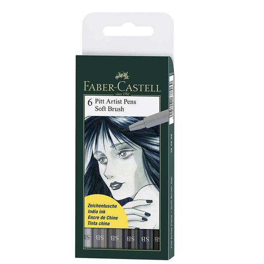 Faber-Castell Graphics Pitt Artist Pen Grey Tones Wallet of 6