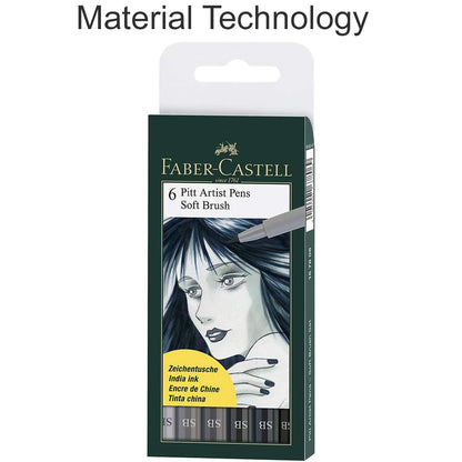 Faber-Castell Graphics Pitt Artist Pen Grey Tones Wallet of 6