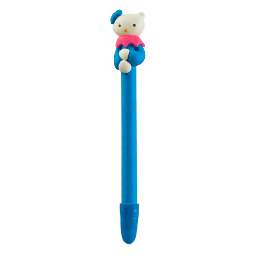 Fancy Kids Ballpoint Pen 3D Medium Tip Blue Ink Kitty