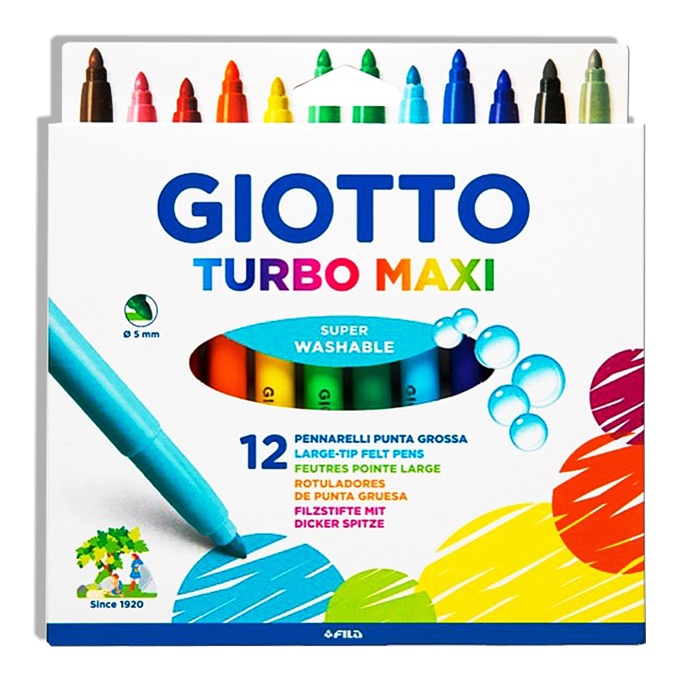 Giotto Turbo Maxi Felt Tip Markers Pack of 12