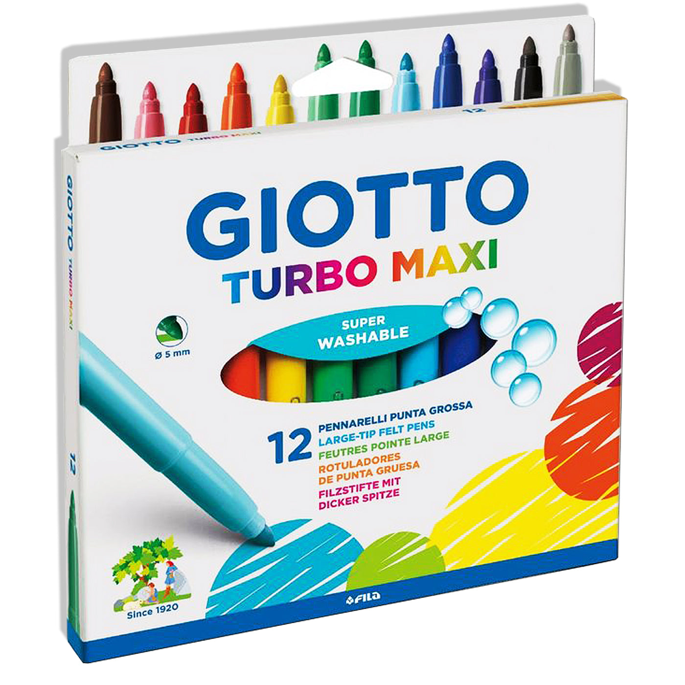 Giotto Turbo Maxi Felt Tip Markers Pack 12 - School Depot NZ