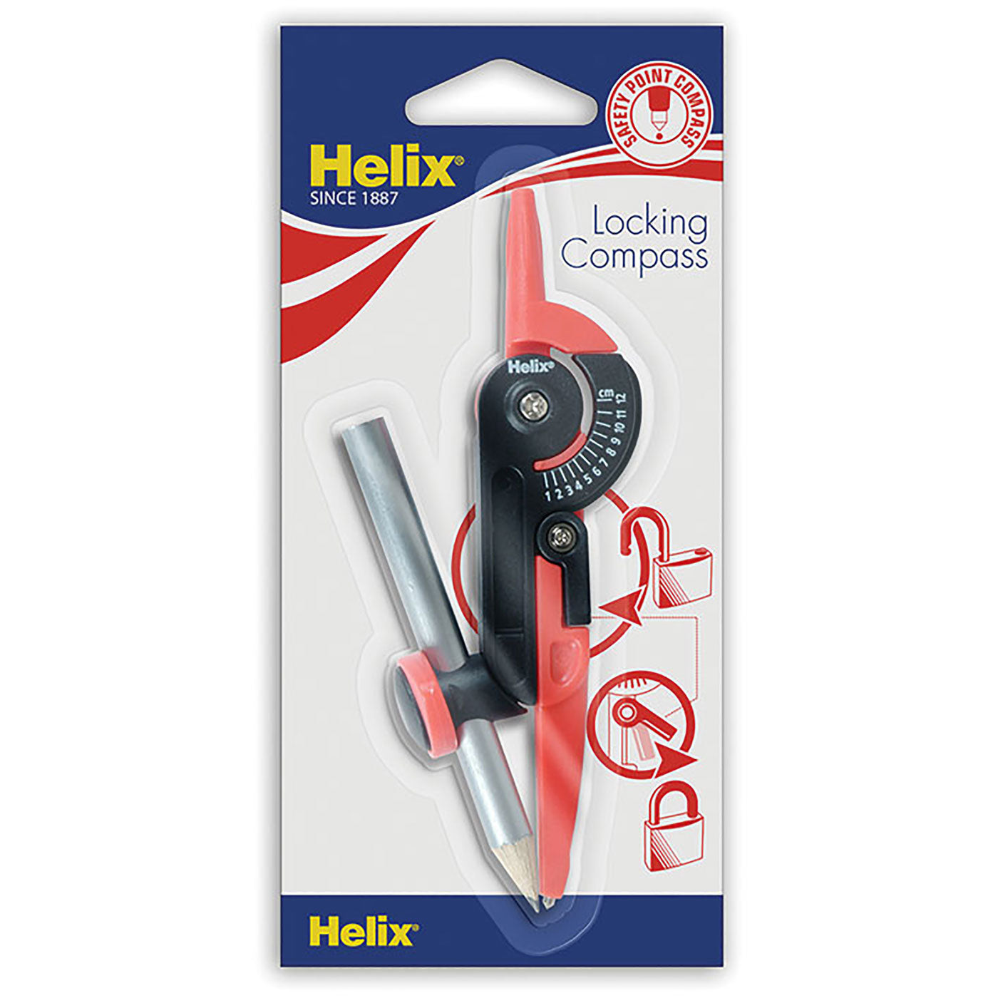 Helix Locking Compass with Safety Point and Graduation Arm Assorted ...