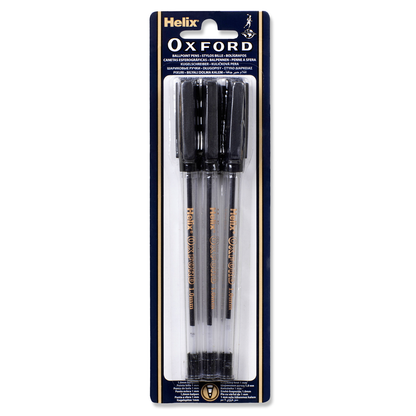 Helix Oxford Ballpoint Pen Medium 1.0mm Black Pack 6