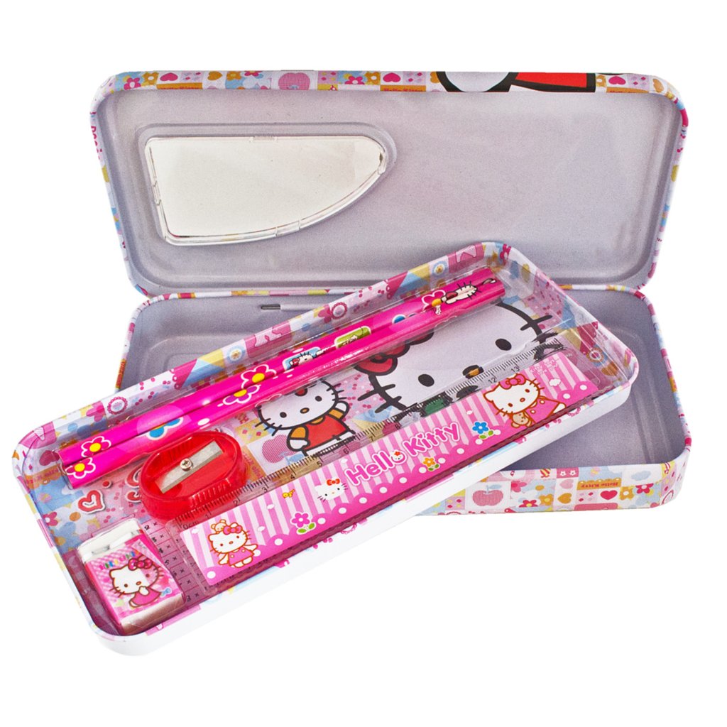 Hello Kitty Tin Pencil Box with Stationery 1