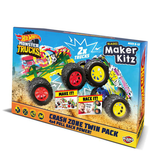 Hot Wheels Maker Kitz Monster Truck Crash Zone Twin Pack
