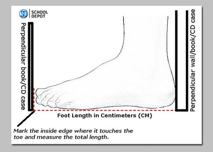 Image showing how to measure foot correctly - School Depot