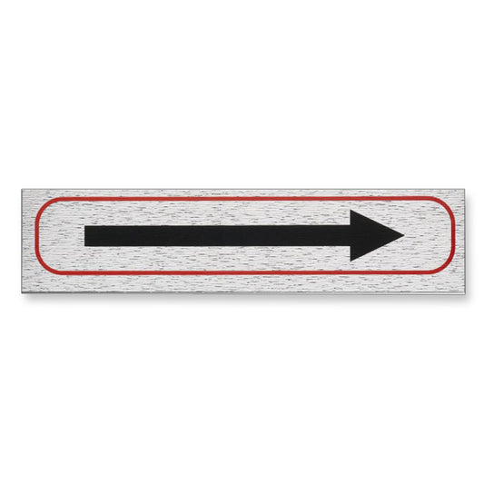 Information Sign Arrow Brushed Aluminium 17 x 4 cm [Self-Adhesive]