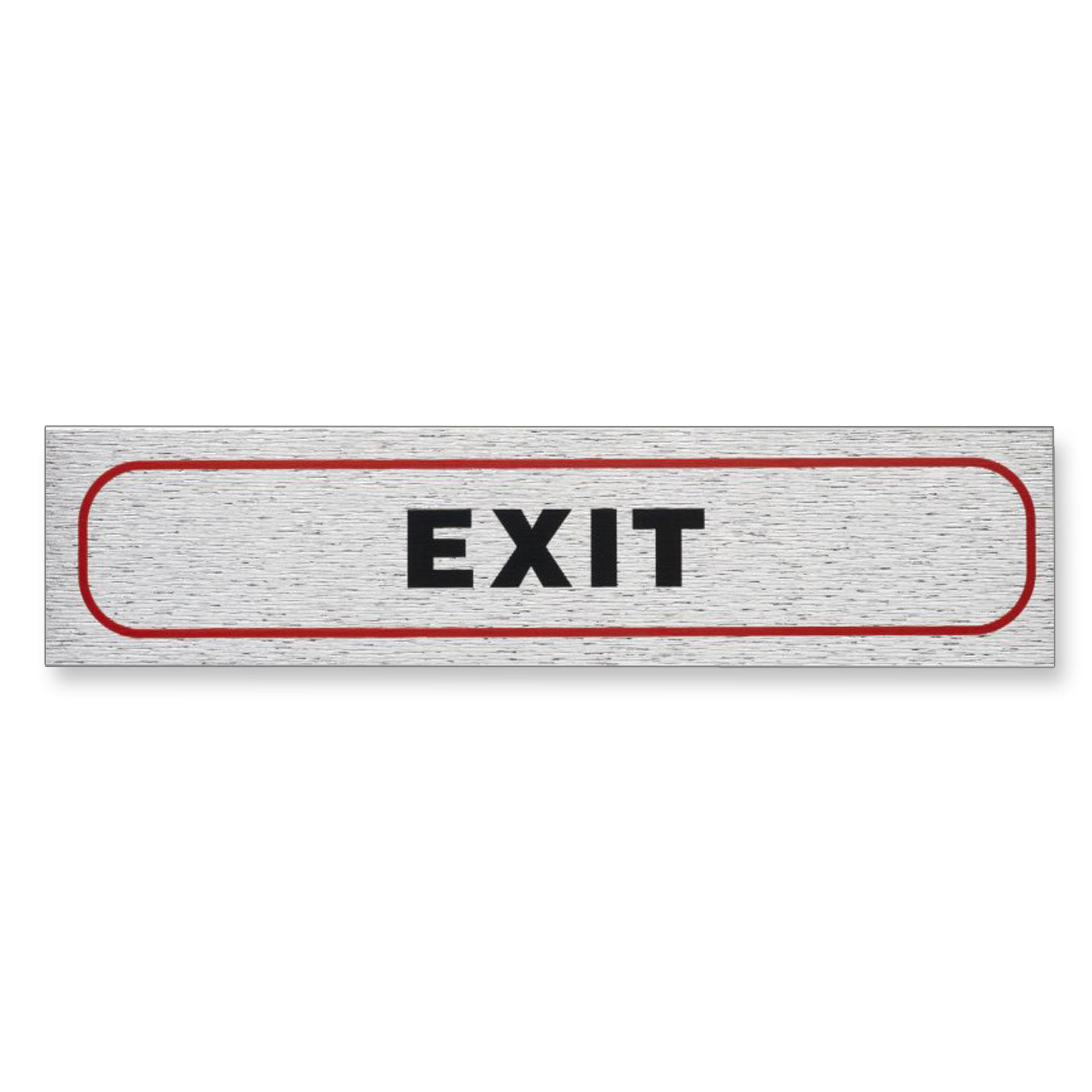 Information Sign "EXIT" 17 x 4 cm Brushed Aluminium [Self-Adhesive]
