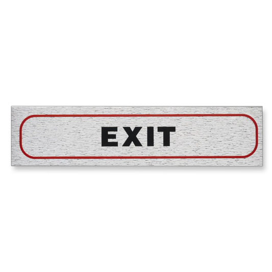 Information Sign "EXIT" 17 x 4 cm Brushed Aluminium [Self-Adhesive]