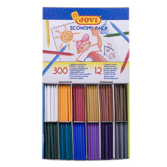 Jovi Plastic Crayons 12 Shades (B) Pack of 300 [Erasable]