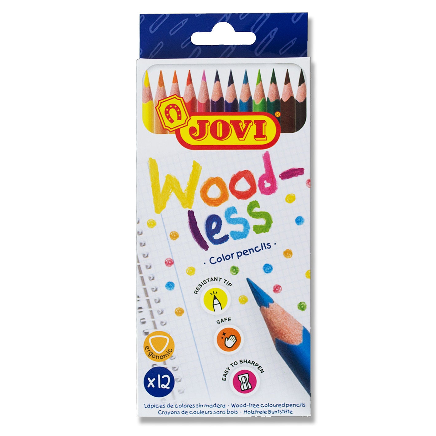 Jovi Triangular Coloured Pencils Woodless Pack 12