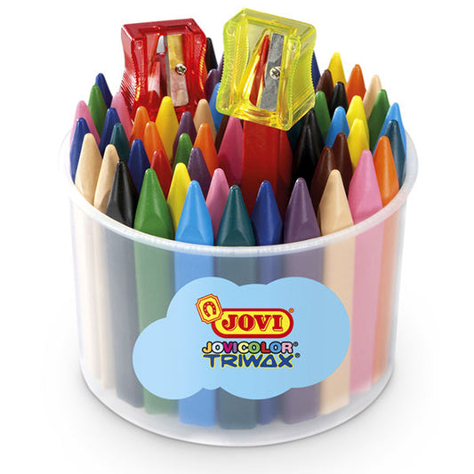Jovi Triwax Crayons Bucket of 72 + Sharpener