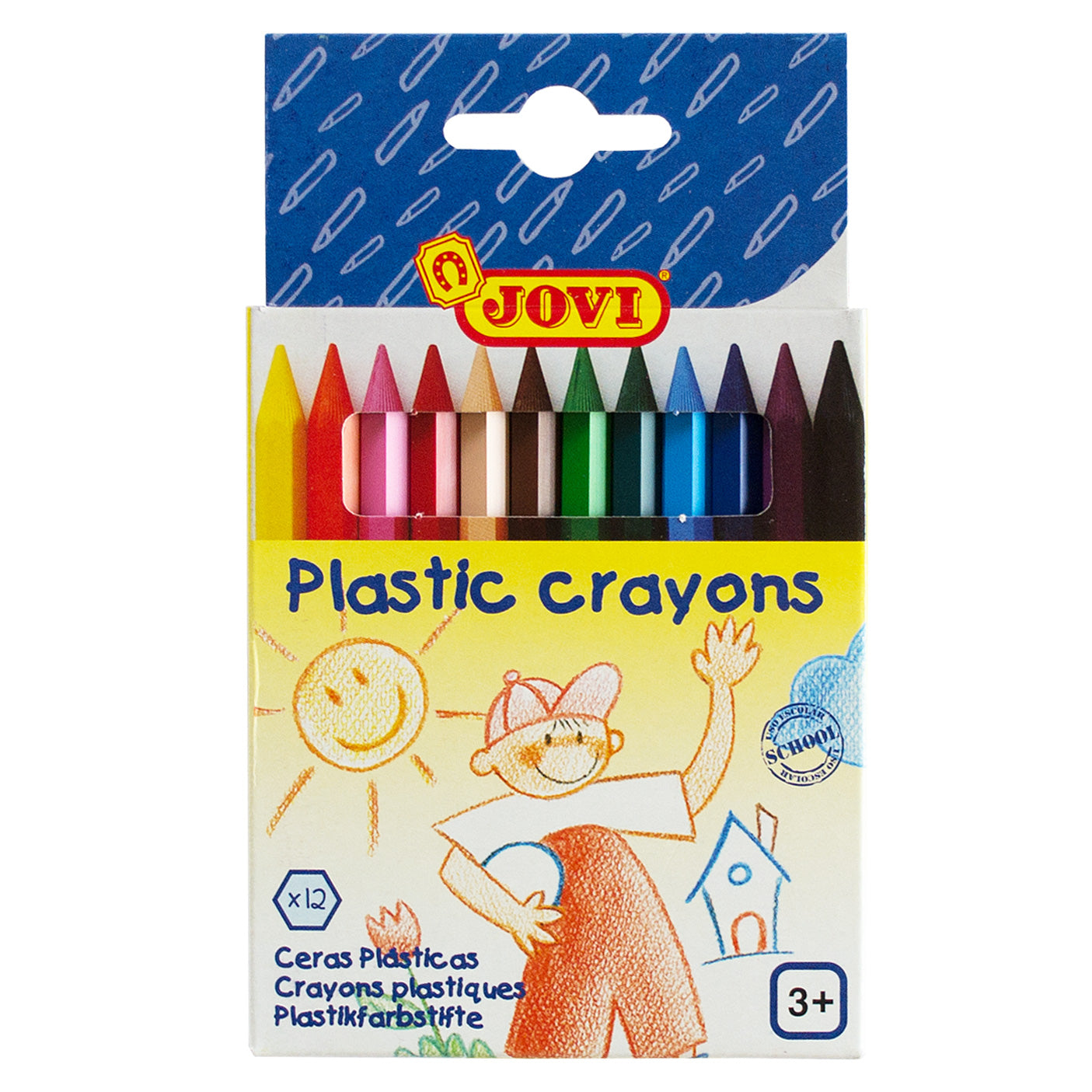 Jovi Crayons Plastic Pack 12 Hexagonal - School Depot NZ