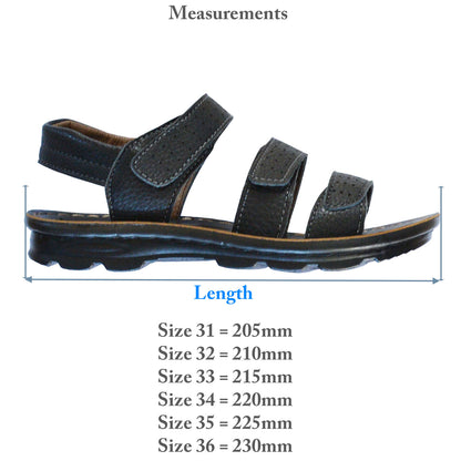 Junior Kids Sandals Black Flight Size 31-36