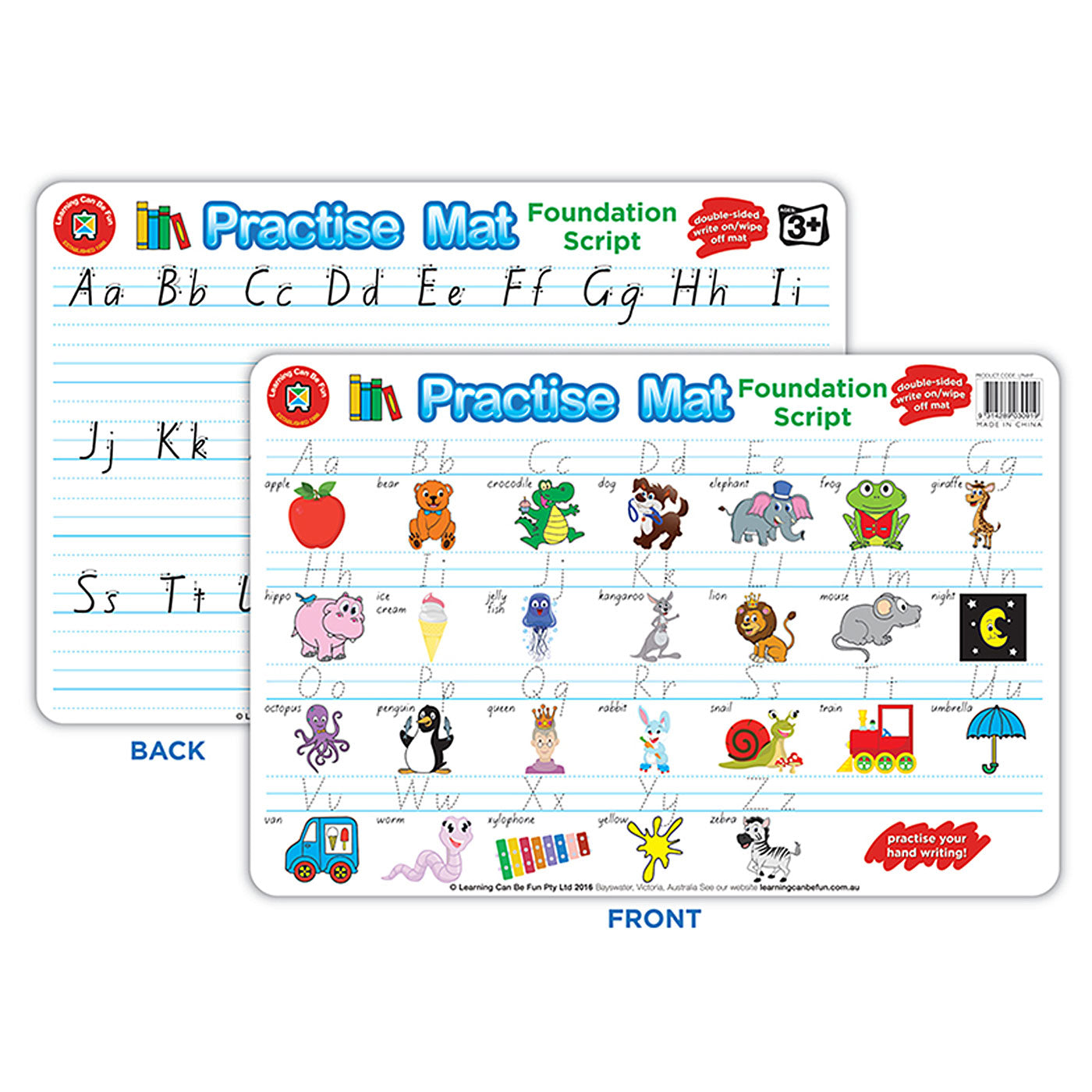 LCBF Practise Mats Double-Sided Dry Erase 42cm x 28cm Ages 3+ [Handwriting]
