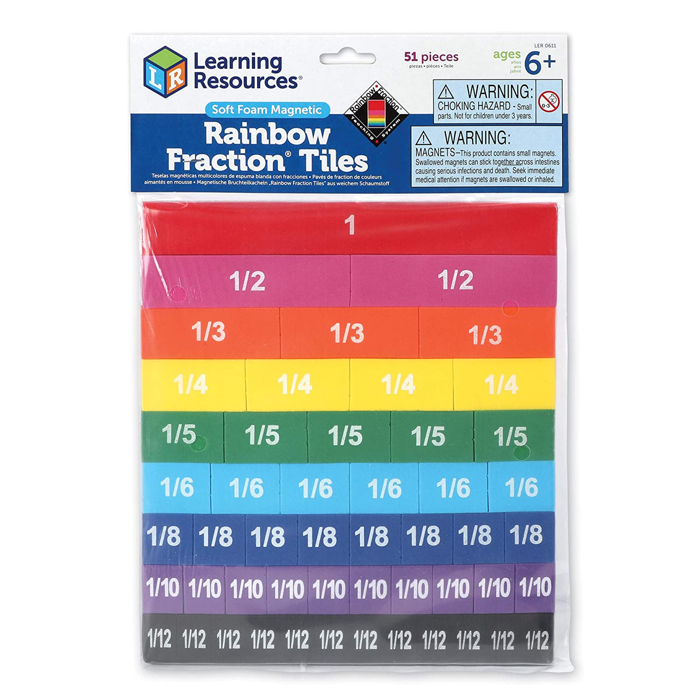LCBF Rainbow Fraction Tiles 51 Pieces Assorted Ages 6+