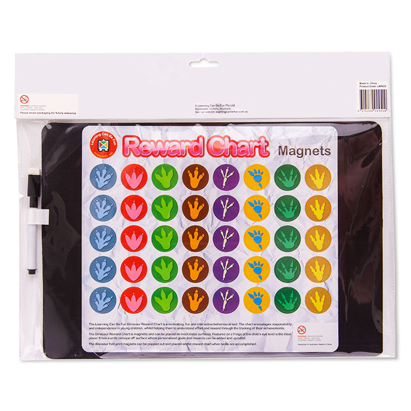 LCBF Magnetic Reward Chart Reusable with 40 Reward Magnets Dinosaurs