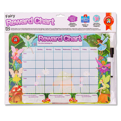 LCBF Magnetic Reward Chart Reusable with 40 Reward Magnets 39cm x 27cm Fairies