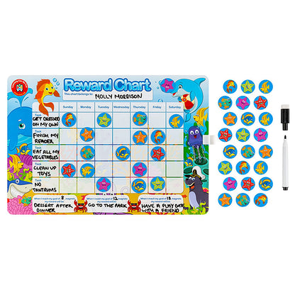 LCBF Magnetic Reward Chart Reusable with 40 Reward Magnets Sea Life