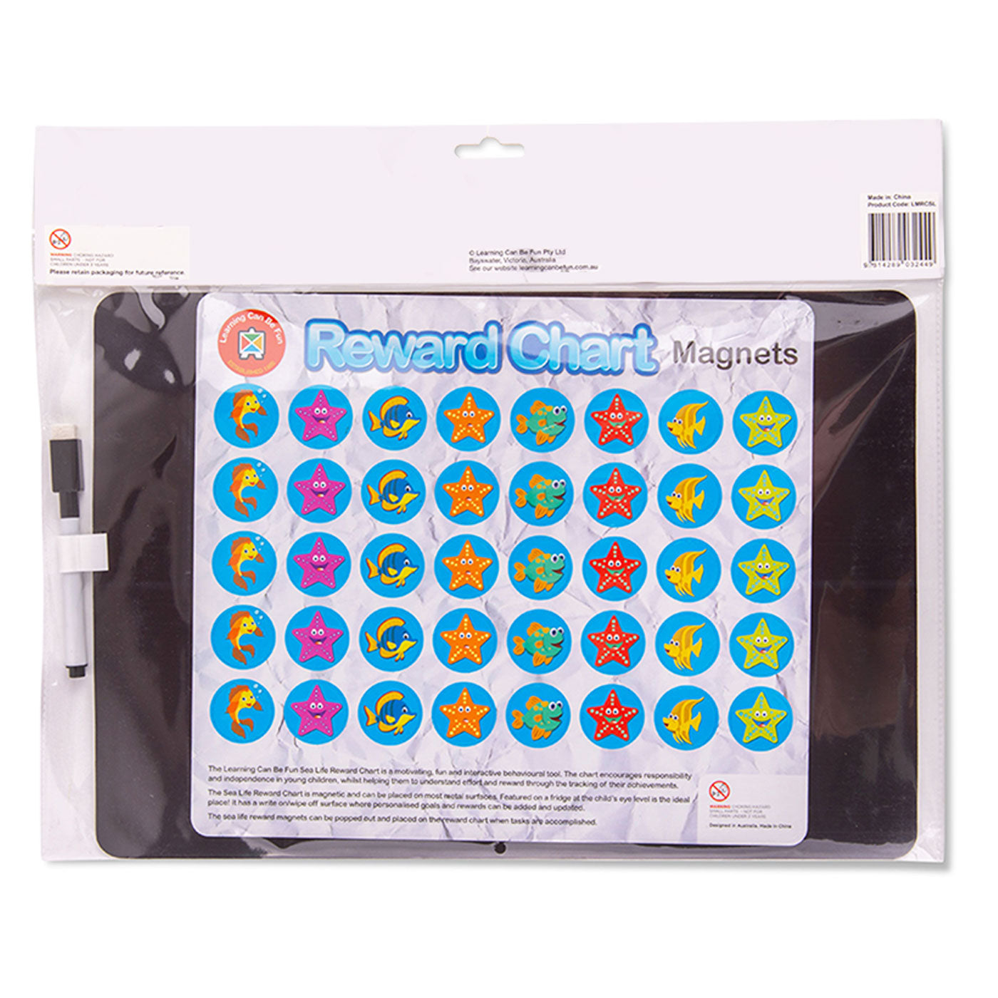 LCBF Magnetic Reward Chart Reusable with 40 Reward Magnets Sea Life