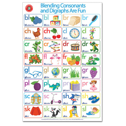 LCBF Wall Chart Blending Consonants and Digraphs Poster 74 x 50cm