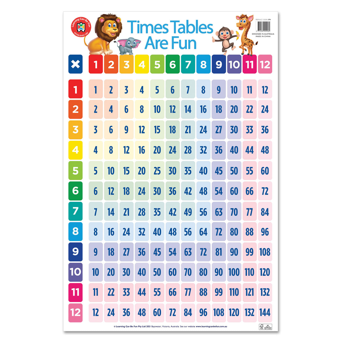 LCBF Wall Chart Times Tables are Fun 50 x 74cm