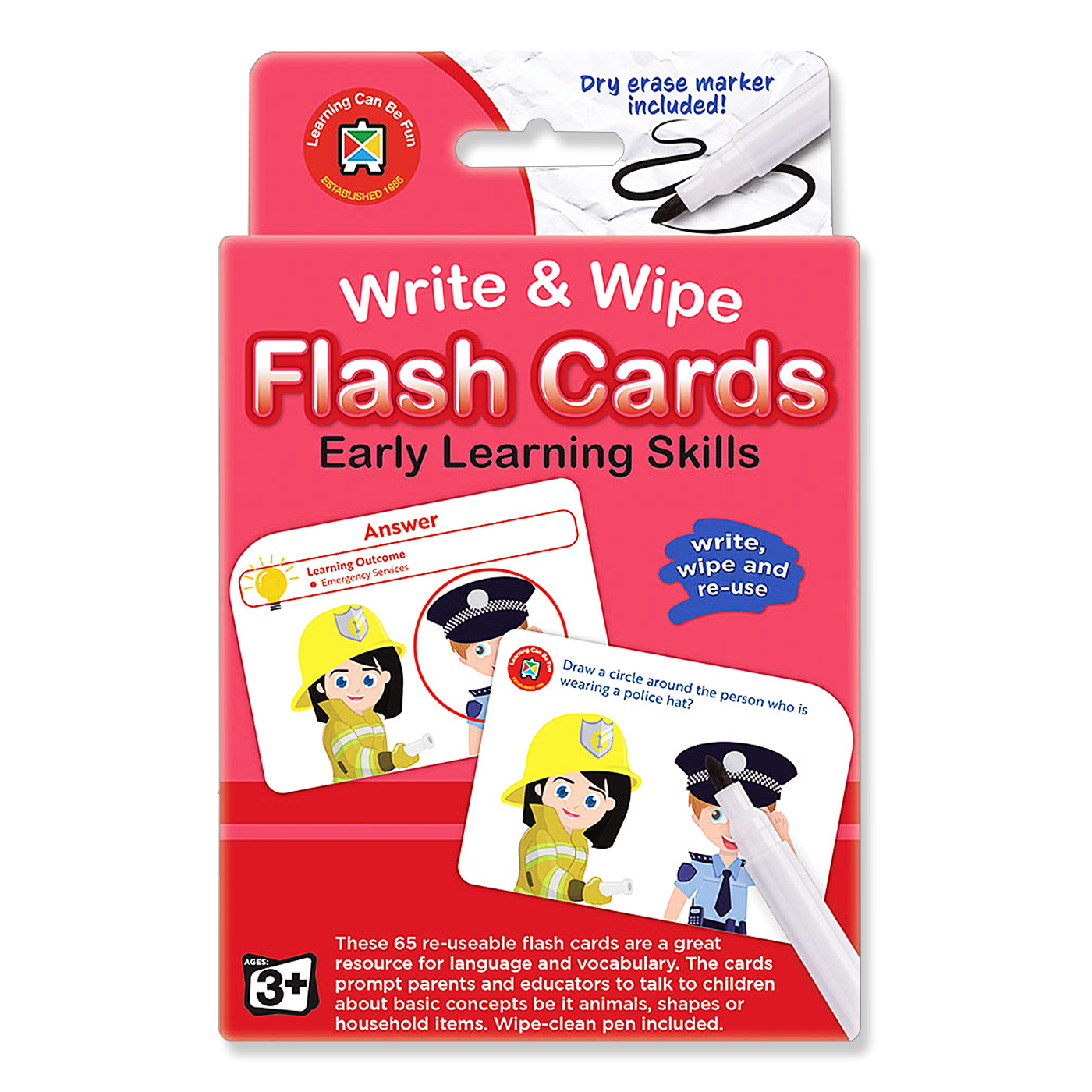 LCBF Write & Wipe Flashcards Early Learning Skills with Marker Ages 3+