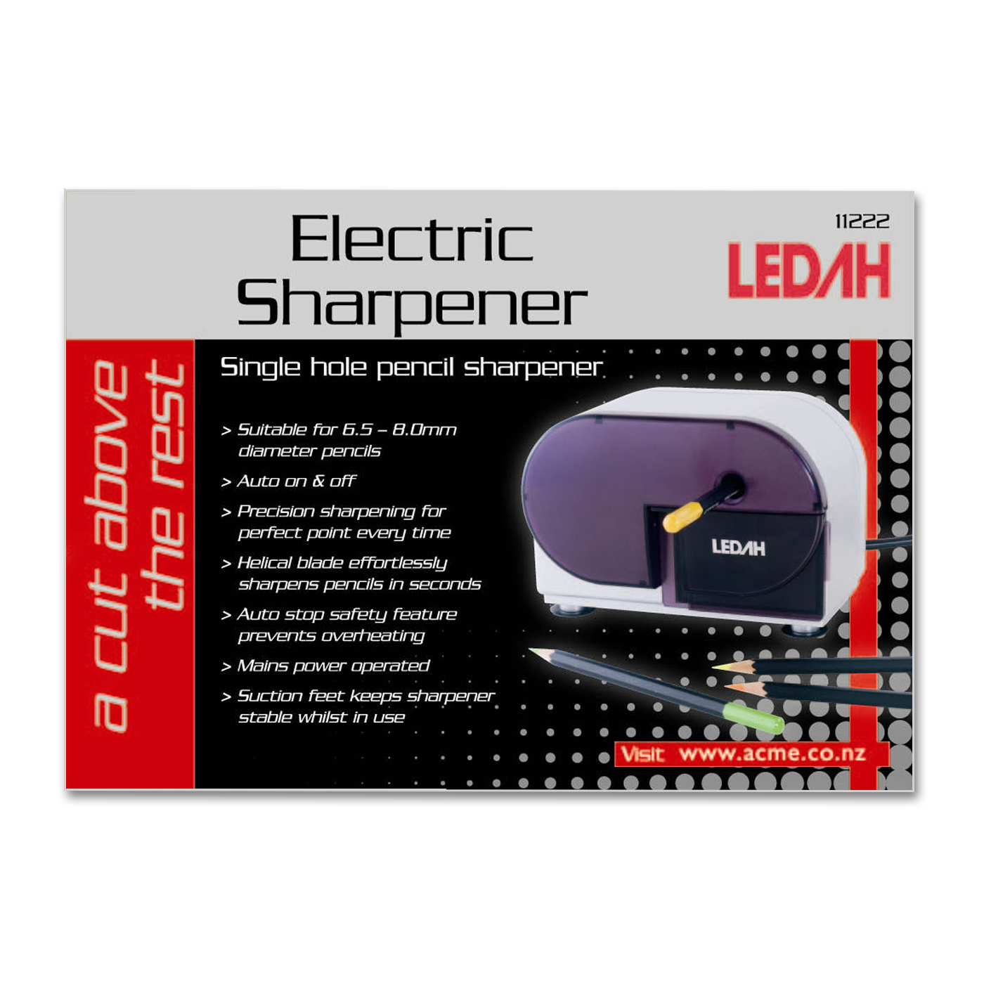 Ledah Electric Pencil Sharpener Heavy Duty 8mm