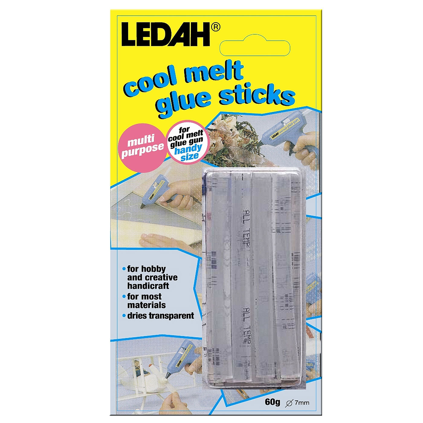 Ledah Cool-Melt Glue Sticks Clear 7mm 15pcs