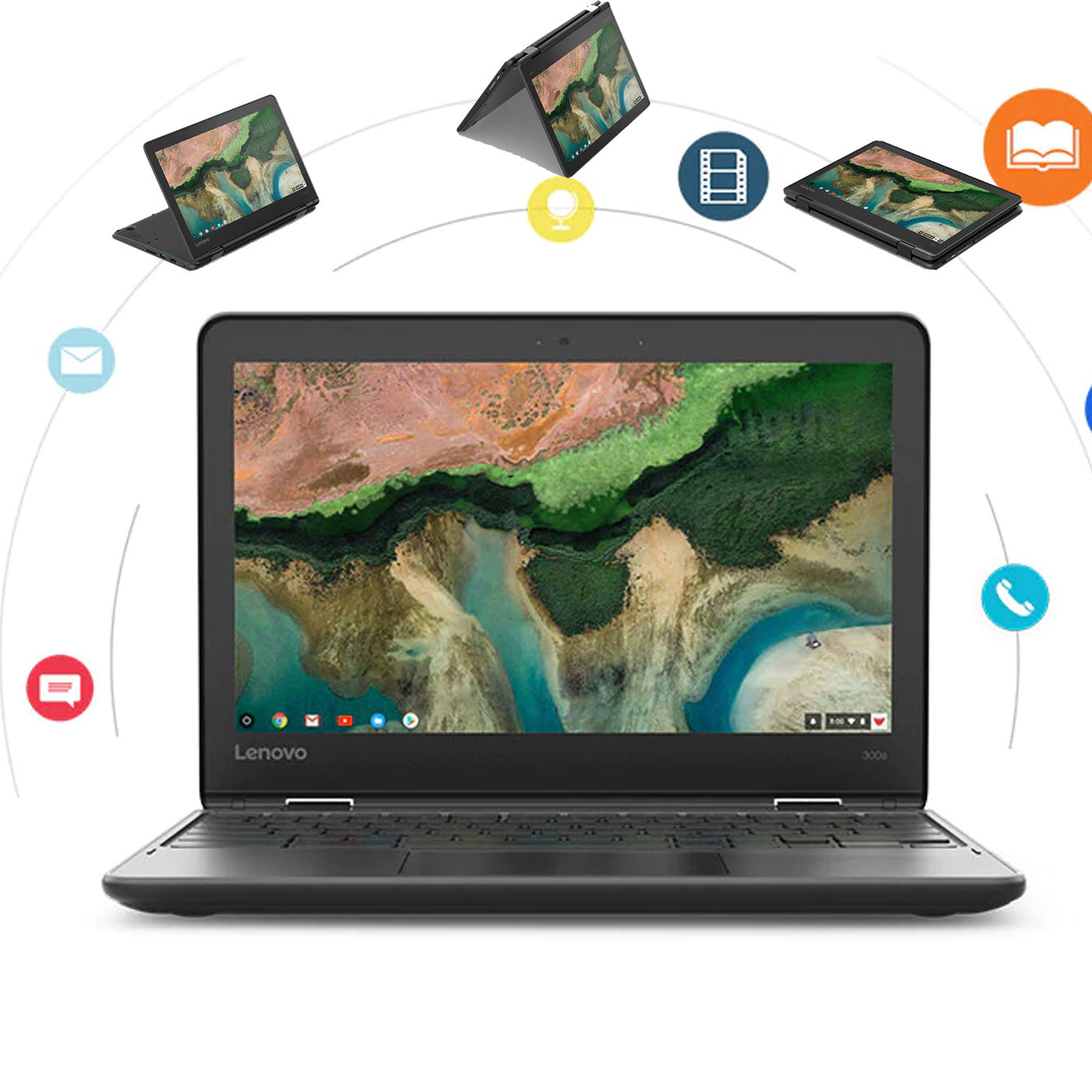 Lenovo 300E G2 N4000 Flip 2 in 1 Chromebook 11.6" HD Touchscreen Rugged BYOD for School
