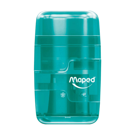 Maped Connect 2 Hole Pencil Sharpener & Eraser With Cannister Green