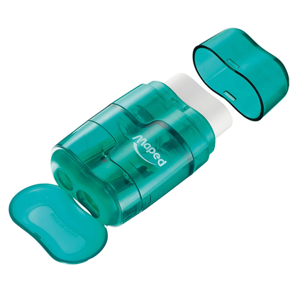 Maped Connect 2 Hole Pencil Sharpener & Eraser With Cannister Green