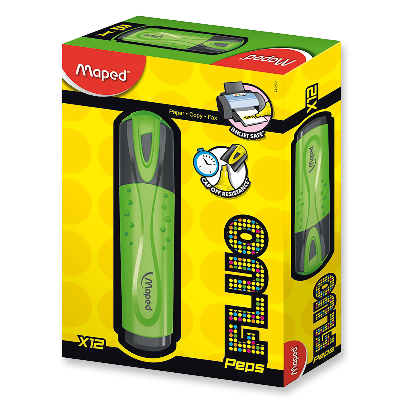 Maped Highlighter Fluo Peps Green - Box 12