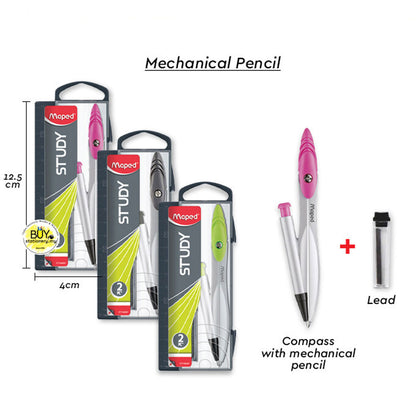 Buy ed Study Mechanical Pencil Compass (0.5 Mm), Graphite, Rounder, Rounder compass, Geometry compass, Sturdy and strong performance