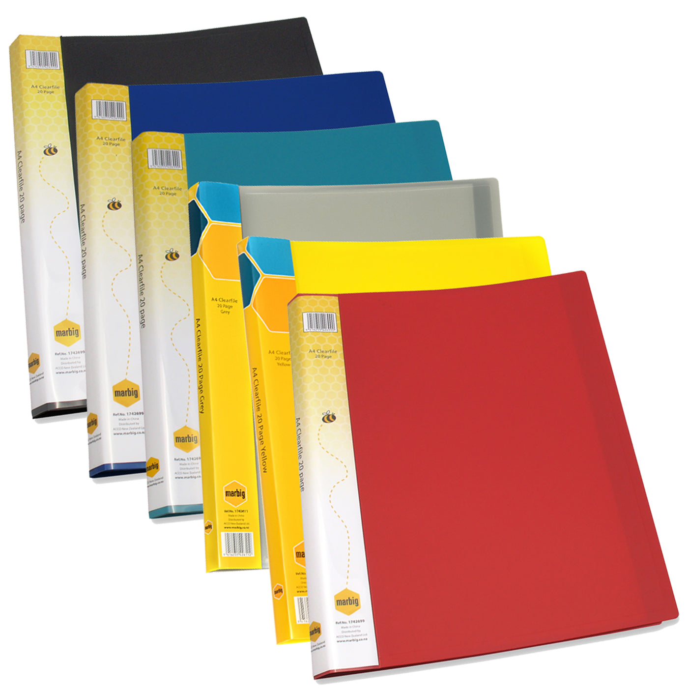 Marbig Display Book A4 20 Pocket Assorted Colours