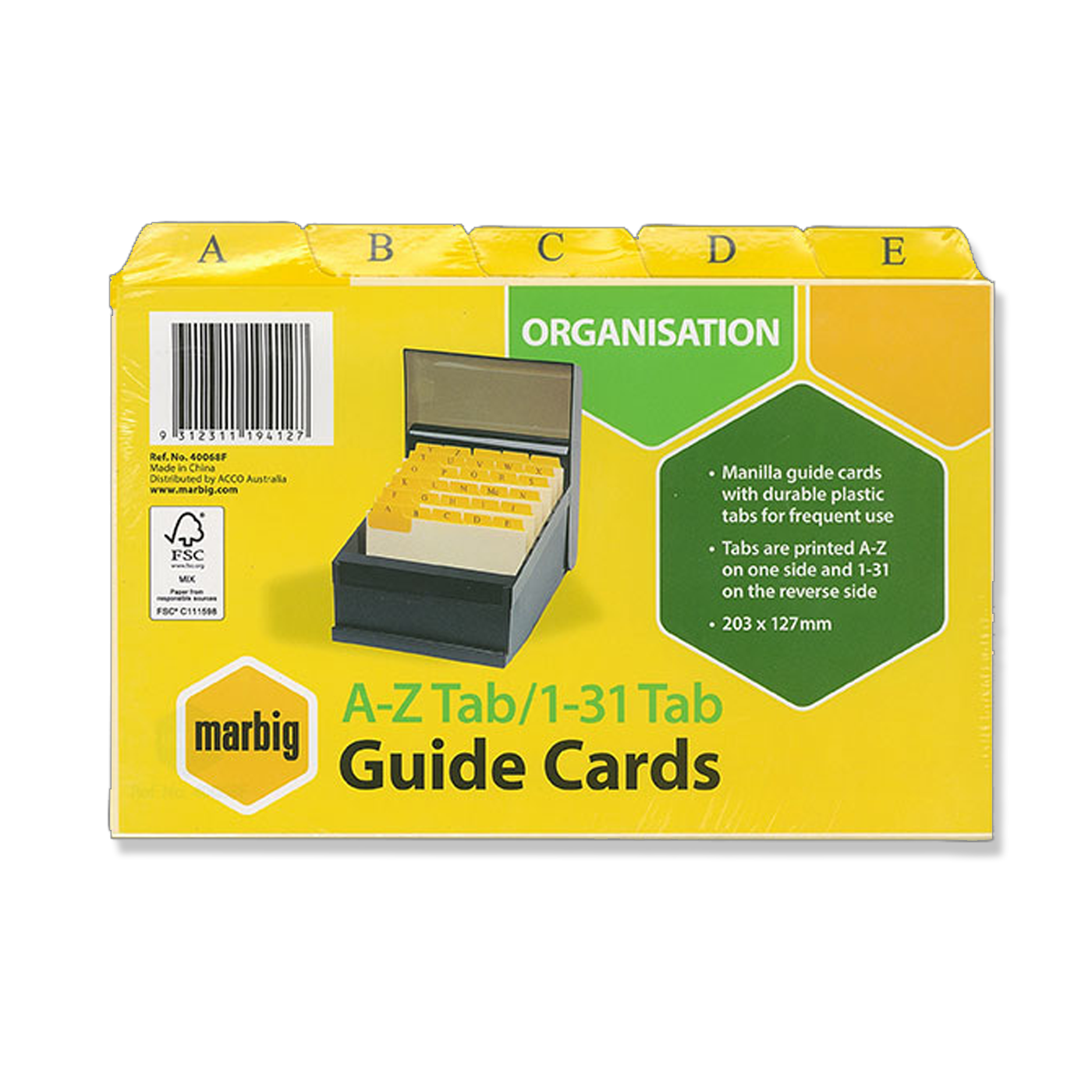 Marbig Guide Card Indices for System Cards A-Z / 1-31 Tab Manilla 203 x 127mm or 8"x5" Media 1 of 1