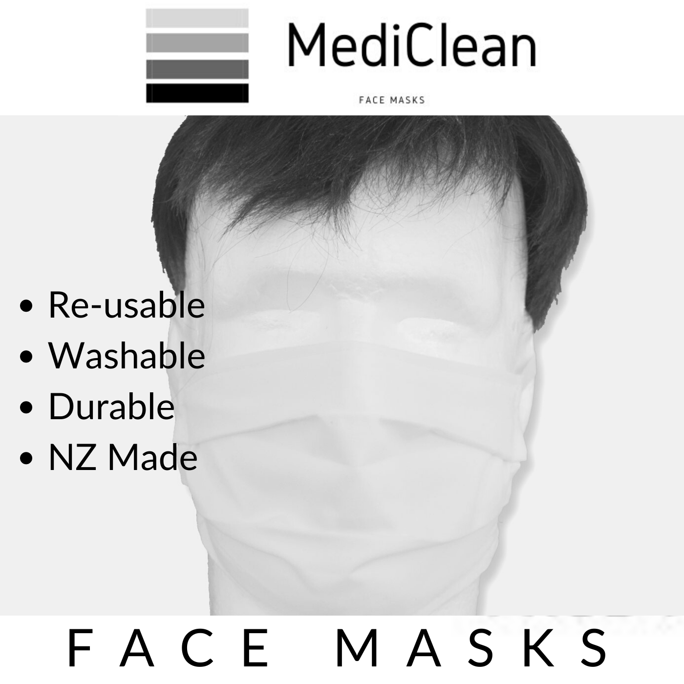 MediClean Reusable Face Mask Double Layered Made in New Zealand