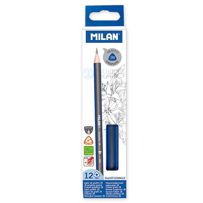 Milan Graphite Pencils 2B Pack 12 Triangular
