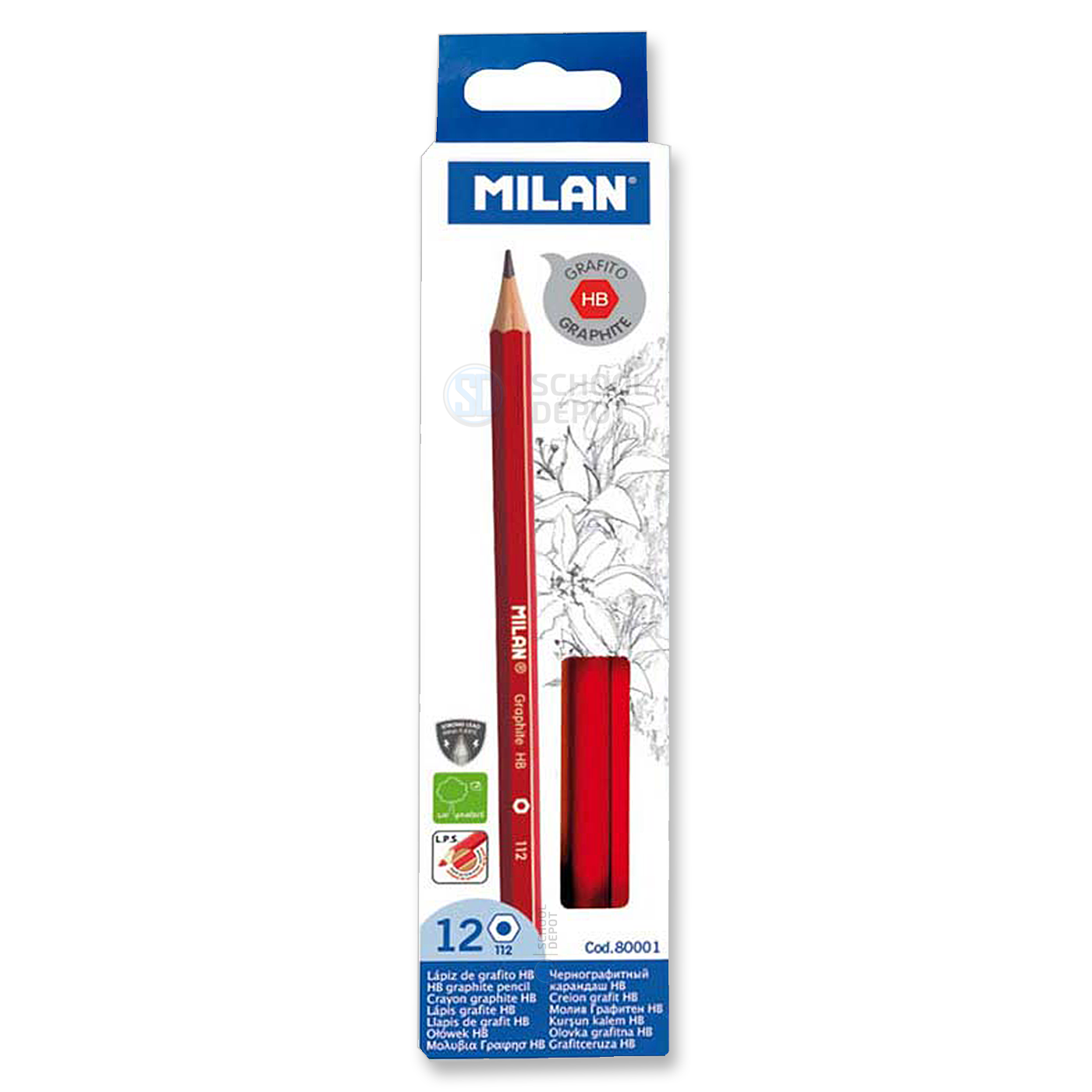 Milan Graphite Pencils HB Pack 12 Hexagonal